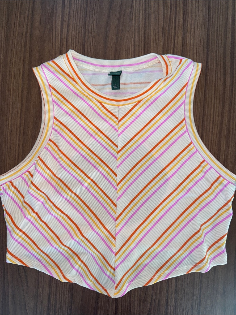 wild fable Diagonal Stripe Cropped Tank in Orange, Pink & Cream